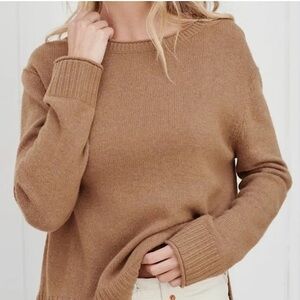 Jenni Kayne Cashmere Wool Women’s Everyday Sweater Dark Camel Brown Size Medium